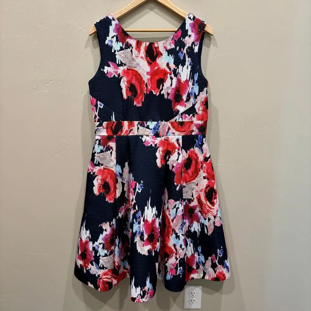 Kate Spade Hazy Floral Fit & Flare Open Back Dress Ink Multi - Size: 12